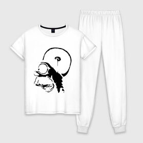 Женская пижама хлопок с принтом Гомер в Белгороде, 100% хлопок | брюки и футболка прямого кроя, без карманов, на брюках мягкая резинка на поясе и по низу штанин | гомер