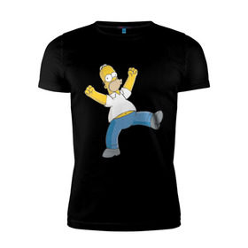 Мужская футболка премиум с принтом Гомер симпсон в Белгороде, 92% хлопок, 8% лайкра | приталенный силуэт, круглый вырез ворота, длина до линии бедра, короткий рукав | гомер