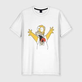 Мужская футболка премиум с принтом Crazy comer simpson в Белгороде, 92% хлопок, 8% лайкра | приталенный силуэт, круглый вырез ворота, длина до линии бедра, короткий рукав | Тематика изображения на принте: гомер