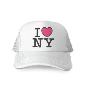 Кепка тракер с сеткой с принтом I Love NY - Я люблю Нью-Йорк в Белгороде, трикотажное полотно; задняя часть — сетка | длинный козырек, универсальный размер, пластиковая застежка | i love | i love ny | new york | new york. america | америка | американский | нью йорк | я люблю нью йорк