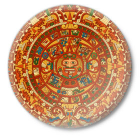 Значок с принтом Календарь майя в Белгороде,  металл | круглая форма, металлическая застежка в виде булавки | Тематика изображения на принте: индейцы | календарь | майя
