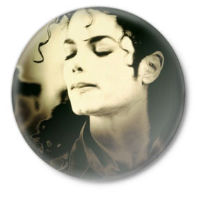 Значок с принтом Майкл Джексон в Белгороде,  металл | круглая форма, металлическая застежка в виде булавки | Тематика изображения на принте: billie jean | billy jean | michael jackson | майкл джексон