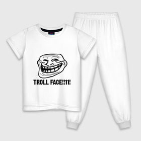 Детская пижама хлопок с принтом Troll face в Белгороде, 100% хлопок |  брюки и футболка прямого кроя, без карманов, на брюках мягкая резинка на поясе и по низу штанин
 | Тематика изображения на принте: troll | trollface | лицо | тролль | троль