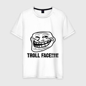 Мужская футболка хлопок с принтом Troll face в Белгороде, 100% хлопок | прямой крой, круглый вырез горловины, длина до линии бедер, слегка спущенное плечо. | troll | trollface | лицо | тролль | троль