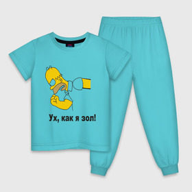 Детская пижама хлопок с принтом Злой Гомер симпсон в Белгороде, 100% хлопок |  брюки и футболка прямого кроя, без карманов, на брюках мягкая резинка на поясе и по низу штанин
 | гомер