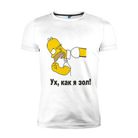 Мужская футболка премиум с принтом Злой Гомер симпсон в Белгороде, 92% хлопок, 8% лайкра | приталенный силуэт, круглый вырез ворота, длина до линии бедра, короткий рукав | Тематика изображения на принте: гомер