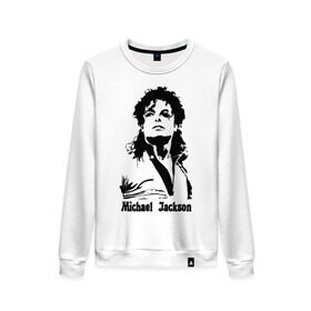 Женский свитшот хлопок с принтом Michael Jackson в Белгороде, 100% хлопок | прямой крой, круглый вырез, на манжетах и по низу широкая трикотажная резинка  | jackson | michael | pop | джексон | майкл | майкл джексон | поп