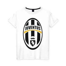 Женская футболка хлопок с принтом Italian Serie A. Juventus FC в Белгороде, 100% хлопок | прямой крой, круглый вырез горловины, длина до линии бедер, слегка спущенное плечо | фк | ювентус