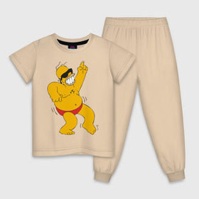 Детская пижама хлопок с принтом Гомер симпсон танцует в Белгороде, 100% хлопок |  брюки и футболка прямого кроя, без карманов, на брюках мягкая резинка на поясе и по низу штанин
 | гомер