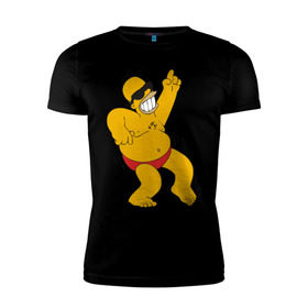 Мужская футболка премиум с принтом Гомер симпсон танцует в Белгороде, 92% хлопок, 8% лайкра | приталенный силуэт, круглый вырез ворота, длина до линии бедра, короткий рукав | гомер