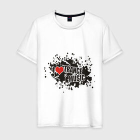 Мужская футболка хлопок с принтом I love trance music в Белгороде, 100% хлопок | прямой крой, круглый вырез горловины, длина до линии бедер, слегка спущенное плечо. | i love | trance music | сердце | транс | я люблю trance music.я люблю
