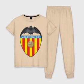 Женская пижама хлопок с принтом Spanish Primera. Valencia FC в Белгороде, 100% хлопок | брюки и футболка прямого кроя, без карманов, на брюках мягкая резинка на поясе и по низу штанин | valencia | valencia fc | валенсия | евро 2012 | испания | сборная испании | фк | футбольный клуб