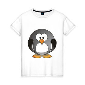 Женская футболка хлопок с принтом Пингвин (4) в Белгороде, 100% хлопок | прямой крой, круглый вырез горловины, длина до линии бедер, слегка спущенное плечо | 