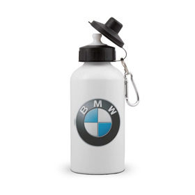 Бутылка спортивная с принтом BMW в Белгороде, металл | емкость — 500 мл, в комплекте две пластиковые крышки и карабин для крепления | Тематика изображения на принте: bmw | авто | авто2012 | автомобиль | бмв | бренд | логотип | машина
