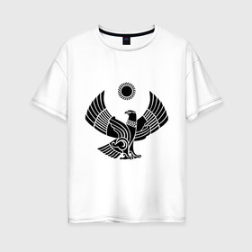 Женская футболка хлопок Oversize с принтом Дагестан в Белгороде, 100% хлопок | свободный крой, круглый ворот, спущенный рукав, длина до линии бедер
 | 05 регион | даг | дагестан | дагестанец | даги | орел