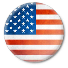 Значок с принтом Флаг США в Белгороде,  металл | круглая форма, металлическая застежка в виде булавки | Тематика изображения на принте: america | usa | америка | вашингтон | нью йорк | сша | флаг | штаты