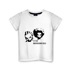 Детская футболка хлопок с принтом Гетто (The Boondocks) в Белгороде, 100% хлопок | круглый вырез горловины, полуприлегающий силуэт, длина до линии бедер | 2x2 | boondocks | ghetto | tv | бундокс | гетто | мультик | мультфильмы | тв
