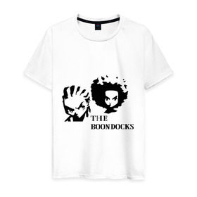 Мужская футболка хлопок с принтом Гетто (The Boondocks) в Белгороде, 100% хлопок | прямой крой, круглый вырез горловины, длина до линии бедер, слегка спущенное плечо. | 2x2 | boondocks | ghetto | tv | бундокс | гетто | мультик | мультфильмы | тв