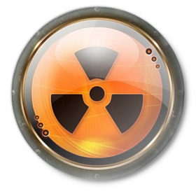 Значок с принтом Радиоактивная опасность в Белгороде,  металл | круглая форма, металлическая застежка в виде булавки | прикольные рисунки | радиация | радиоактивная | эмблема