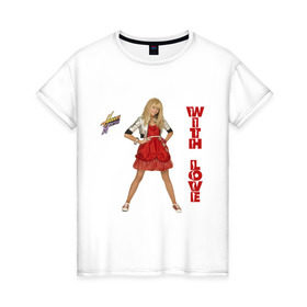 Женская футболка хлопок с принтом Hannah Montana в Белгороде, 100% хлопок | прямой крой, круглый вырез горловины, длина до линии бедер, слегка спущенное плечо | hannah montana | хана монтана | ханна монтана