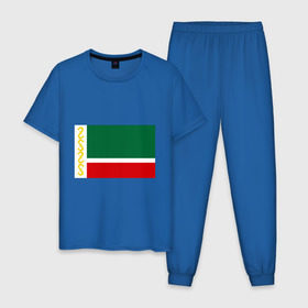 Мужская пижама хлопок с принтом Чечня 95 регион в Белгороде, 100% хлопок | брюки и футболка прямого кроя, без карманов, на брюках мягкая резинка на поясе и по низу штанин
 | 95 | кавказ | регион | флаг | чеченец | чеченский | чеченцы | чечня | чичня