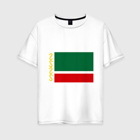Женская футболка хлопок Oversize с принтом Чечня 95 регион в Белгороде, 100% хлопок | свободный крой, круглый ворот, спущенный рукав, длина до линии бедер
 | 95 | кавказ | регион | флаг | чеченец | чеченский | чеченцы | чечня | чичня