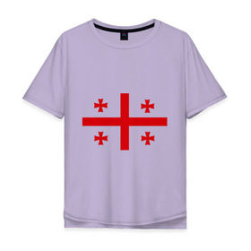 Мужская футболка хлопок Oversize с принтом Грузия в Белгороде, 100% хлопок | свободный крой, круглый ворот, “спинка” длиннее передней части | грузии | грузин | грузины | грузия | флаг