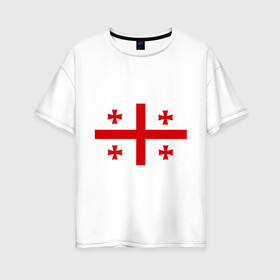 Женская футболка хлопок Oversize с принтом Грузия в Белгороде, 100% хлопок | свободный крой, круглый ворот, спущенный рукав, длина до линии бедер
 | грузии | грузин | грузины | грузия | флаг