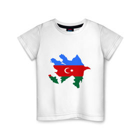 Детская футболка хлопок с принтом Azerbaijan map в Белгороде, 100% хлопок | круглый вырез горловины, полуприлегающий силуэт, длина до линии бедер | azerbaijan | azerbaijan map | map | азербайджан | азербайджанец | карта азербайджана