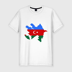 Мужская футболка премиум с принтом Azerbaijan map в Белгороде, 92% хлопок, 8% лайкра | приталенный силуэт, круглый вырез ворота, длина до линии бедра, короткий рукав | azerbaijan | azerbaijan map | map | азербайджан | азербайджанец | карта азербайджана