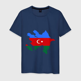 Мужская футболка хлопок с принтом Azerbaijan map в Белгороде, 100% хлопок | прямой крой, круглый вырез горловины, длина до линии бедер, слегка спущенное плечо. | azerbaijan | azerbaijan map | map | азербайджан | азербайджанец | карта азербайджана