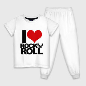 Детская пижама хлопок с принтом I love rock and roll в Белгороде, 100% хлопок |  брюки и футболка прямого кроя, без карманов, на брюках мягкая резинка на поясе и по низу штанин
 | Тематика изображения на принте: i love | rock | rock and roll | сердце | я люблю | я люблю рок н роллrock n roll