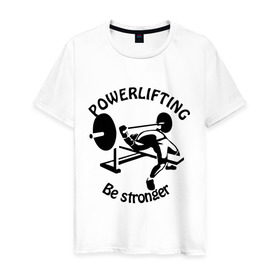 Мужская футболка хлопок с принтом Powerlifting (3) в Белгороде, 100% хлопок | прямой крой, круглый вырез горловины, длина до линии бедер, слегка спущенное плечо. | power | power lifting | russia | паурлифтинг | пауэр лифтинг | пауэрлифтинг | силовой экстрим | штанга