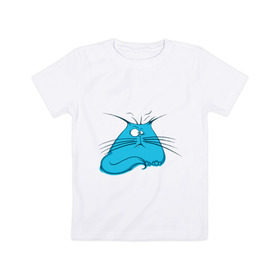 Детская футболка хлопок с принтом Котяра в Белгороде, 100% хлопок | круглый вырез горловины, полуприлегающий силуэт, длина до линии бедер | животные | жирный котэ | жирный котяра | котэ | котяра | прикольные животные | толстый котэ