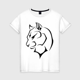 Женская футболка хлопок с принтом Panther в Белгороде, 100% хлопок | прямой крой, круглый вырез горловины, длина до линии бедер, слегка спущенное плечо | кошачьи | кошка | пантера | хищник