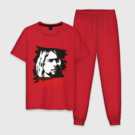 Мужская пижама хлопок с принтом Nirvana (Курт Кобейн) в Белгороде, 100% хлопок | брюки и футболка прямого кроя, без карманов, на брюках мягкая резинка на поясе и по низу штанин
 | heavy metal | kurt cobain | nirvana | rock | trash metal | квартет | курт кобейн | легендарный рок музыкант | нирвана | рок | рок группа | рок группы | трэш метал | хеви метал