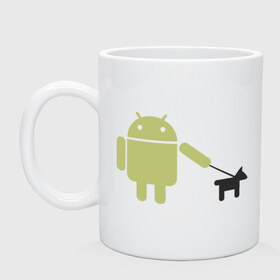 Кружка с принтом Android с собакой в Белгороде, керамика | объем — 330 мл, диаметр — 80 мм. Принт наносится на бока кружки, можно сделать два разных изображения | android | админу | андроид | прикольные | собака