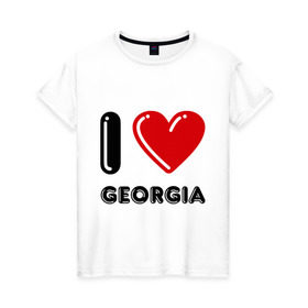 Женская футболка хлопок с принтом I love Georgia в Белгороде, 100% хлопок | прямой крой, круглый вырез горловины, длина до линии бедер, слегка спущенное плечо | Тематика изображения на принте: georgia | i love | i love georgia | америка | сша | штат джорджия | я люблю джорджию