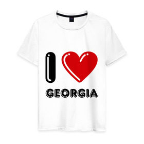 Мужская футболка хлопок с принтом I love Georgia в Белгороде, 100% хлопок | прямой крой, круглый вырез горловины, длина до линии бедер, слегка спущенное плечо. | georgia | i love | i love georgia | америка | сша | штат джорджия | я люблю джорджию