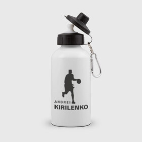 Бутылка спортивная с принтом Андрей Кириленко баскетболист в Белгороде, металл | емкость — 500 мл, в комплекте две пластиковые крышки и карабин для крепления | 
