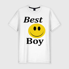 Мужская футболка премиум с принтом Best Boy в Белгороде, 92% хлопок, 8% лайкра | приталенный силуэт, круглый вырез ворота, длина до линии бедра, короткий рукав | best | boy | лучший пареньсмайл | смайлик | улыбка | улыбочка