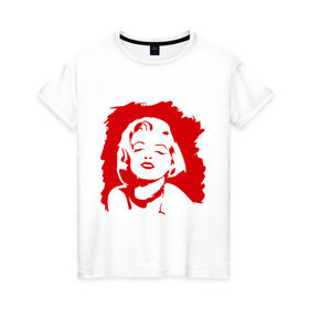 Женская футболка хлопок с принтом Merlin Monroe в Белгороде, 100% хлопок | прямой крой, круглый вырез горловины, длина до линии бедер, слегка спущенное плечо | 