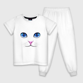 Детская пижама хлопок с принтом Кошачьи глаза в Белгороде, 100% хлопок |  брюки и футболка прямого кроя, без карманов, на брюках мягкая резинка на поясе и по низу штанин
 | cat | глаза | глаза кошки | кот | котенок | котэ | кошак | кошка | кошки