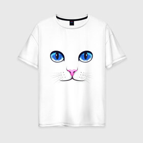 Женская футболка хлопок Oversize с принтом Кошачьи глаза в Белгороде, 100% хлопок | свободный крой, круглый ворот, спущенный рукав, длина до линии бедер
 | cat | глаза | глаза кошки | кот | котенок | котэ | кошак | кошка | кошки