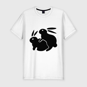 Мужская футболка премиум с принтом Кролики в Белгороде, 92% хлопок, 8% лайкра | приталенный силуэт, круглый вырез ворота, длина до линии бедра, короткий рукав | Тематика изображения на принте: зайцы | кролик | кролики