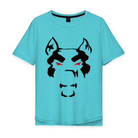 Мужская футболка хлопок Oversize с принтом Злой пёс (mad dog) в Белгороде, 100% хлопок | свободный крой, круглый ворот, “спинка” длиннее передней части | Тематика изображения на принте: dog | животные | злой | пес | собака