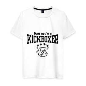 Мужская футболка хлопок с принтом Кикбоксер в Белгороде, 100% хлопок | прямой крой, круглый вырез горловины, длина до линии бедер, слегка спущенное плечо. | кикбоксинг