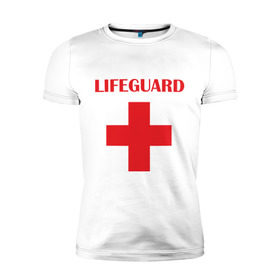 Мужская футболка премиум с принтом Спасатель в Белгороде, 92% хлопок, 8% лайкра | приталенный силуэт, круглый вырез ворота, длина до линии бедра, короткий рукав | lifeguard | врачь | доктор | красный крест | медик | медицина | спасатель