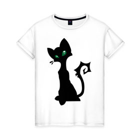 Женская футболка хлопок с принтом Гламурная кошечка в Белгороде, 100% хлопок | прямой крой, круглый вырез горловины, длина до линии бедер, слегка спущенное плечо | киса | котенок | кошечка | кошка