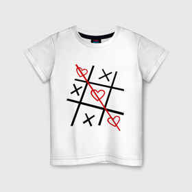 Детская футболка хлопок с принтом Крестики нолики в Белгороде, 100% хлопок | круглый вырез горловины, полуприлегающий силуэт, длина до линии бедер | крестики | нолики | сердечки